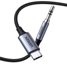 Ugreen kabel audio stereo AUX 3,5 mm mini jack - USB Typ C do telefonu tabletu 1m czarny (CM450 20192)