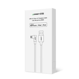 Kabel Ugreen US299 60555 kątowy Lightning / USB-A MFi 2.4A 1m - czerwony