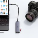 Adapter Ugreen CM512 90568 USB-C - 2x USB-A 3.0 / HDMI / RJ45 / czytnik kart SD i TF / USB-C PD 100W - szary