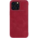 Nillkin Qin Leather Pro Case etui iPhone 14 Pro Max osłona na aparat kabura pokrowiec obudowa z klapką czerwony