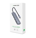 Ugreen rozdzielacz HUB USB Typ C - 4x USB 3.2 Gen 1 z portem zasilania USB-C szary (CM219 70336)