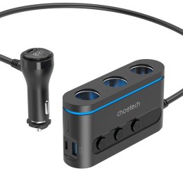 Ładowarka Choetech TC0021 samochodowa 2x USB-C PD 1x USB-A QC 3x gniazdo zapalniczki - czarna