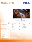 Monitor MultiSync E244FL 24 cale USB-C HDMI biały