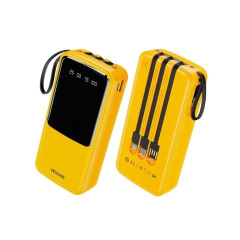 WEKOME WP-10 Pop Digital Series - Power bank 20000 mAh with built-in USB-C / Lightning / Micro USB + USB-A cable (Yellow)