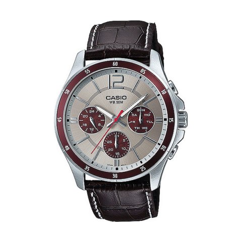 Men's Watch Casio MULTIFUNCTION CALENDAR, BROWN LEATHER - TWO TONES Grey (Ø 35 mm) (Ø 43,5 mm)