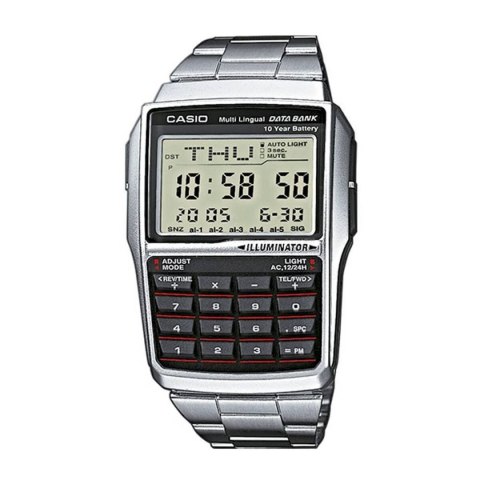 Men's Watch Casio DATABANK CALCULATOR STEEL Black Silver