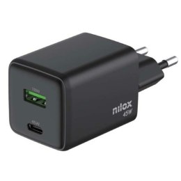 Wall Charger Nilox NXGANUSBC45 Black